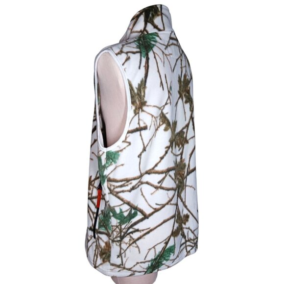 TRAIL CREST Womens M White Camo Fleece Full Zip Vest Hunting Hiking - Picture 3 of 14